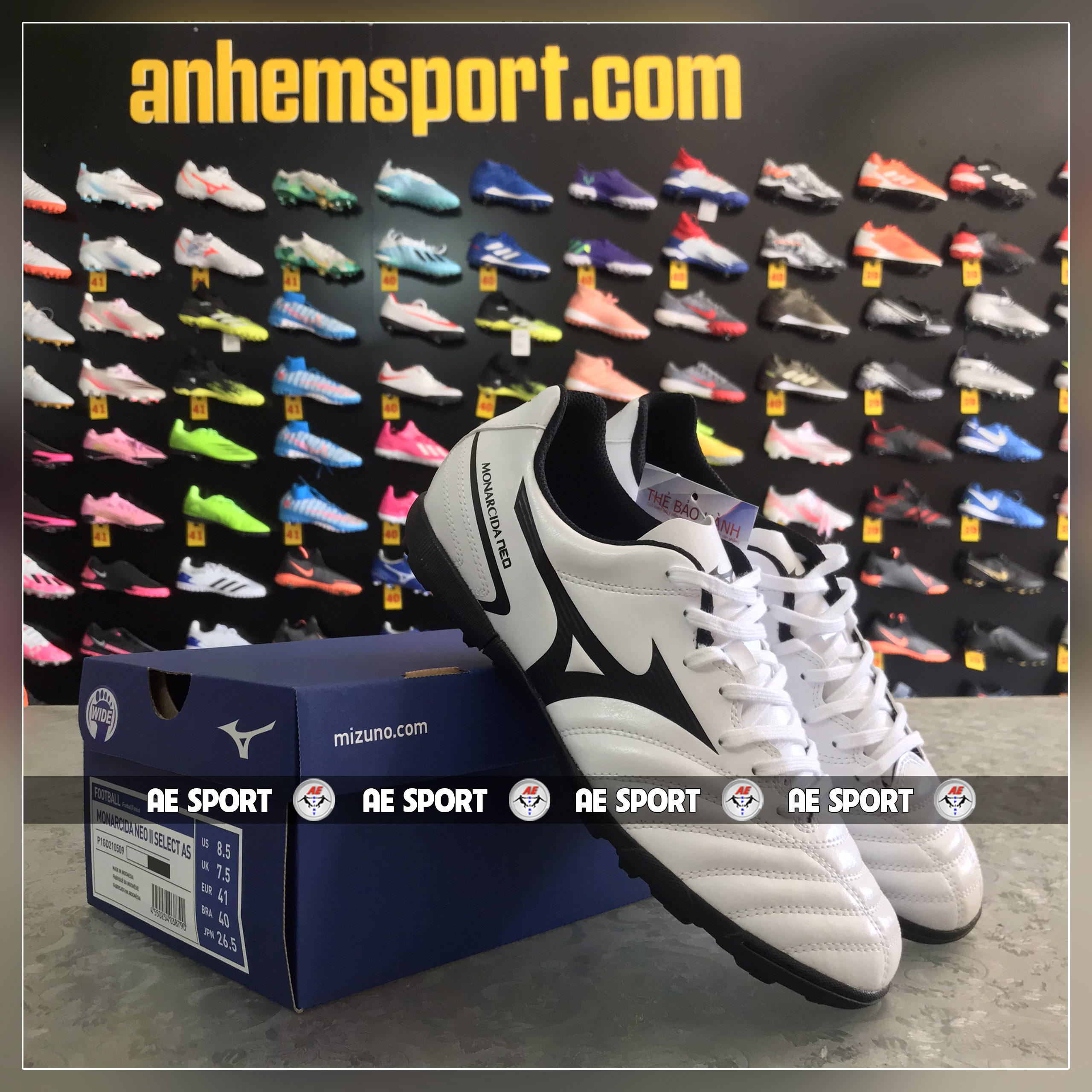 GIÀY ĐÁ BÓNG MIZUNO MONARCIDA NEO II SELECT AS TF - TRẮNG / ĐEN