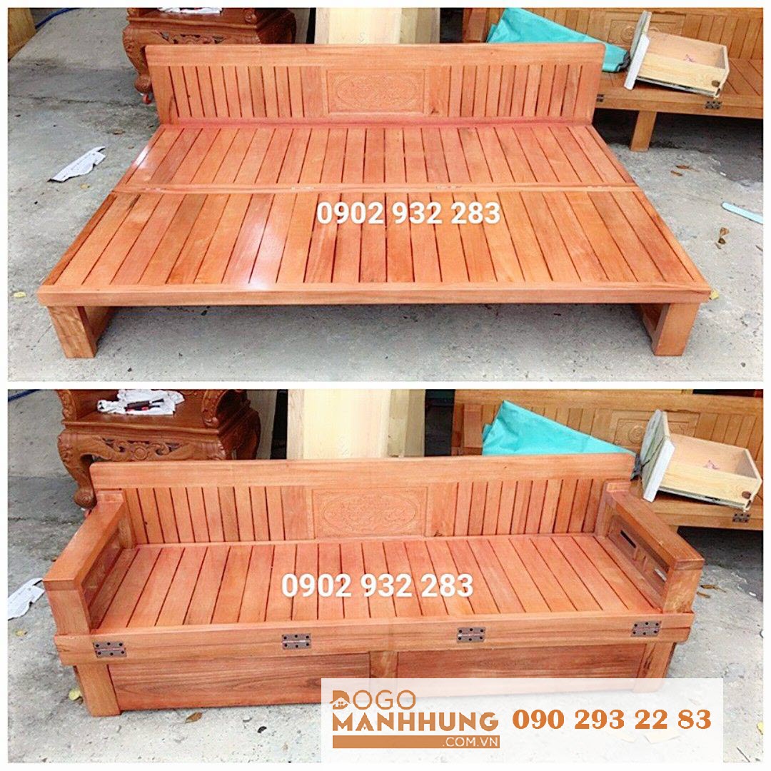 Sofa giường - giường gấp gỗ sồi cau