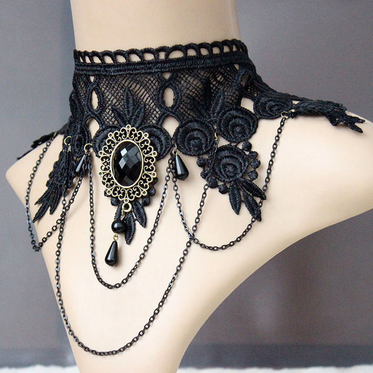 [HCM]Vòng cổ choker ren đen đính ngọc đa phong cách