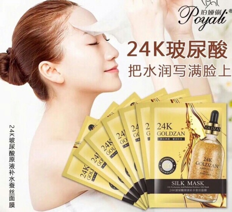 Hộp 10 miếng mặt nạ vàng 24k Goldzan dưỡng trắng chống lão hóa da