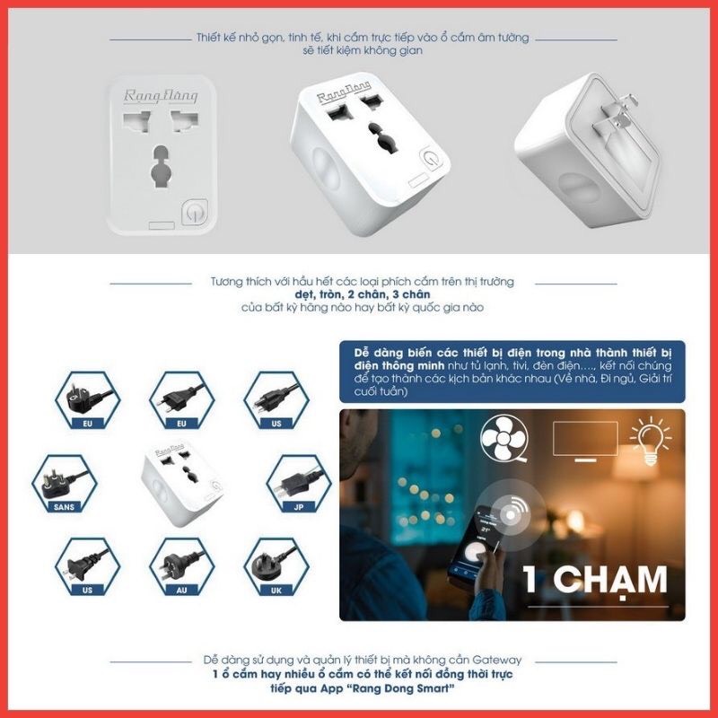 Ổ cắm wifi Rạng Đông 16A tự hẹn giờ