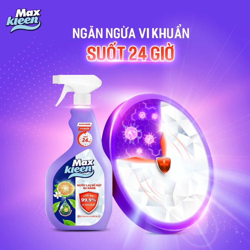 Combo 2 Chai Nước lau bề mặt đa năng MAXKLEEN 520ml