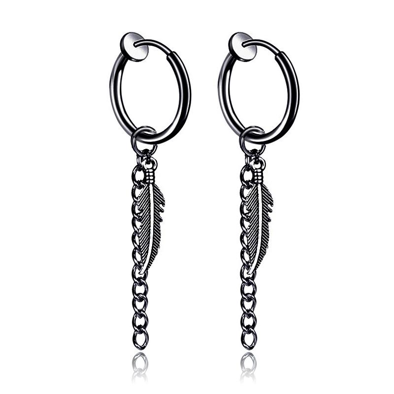 Men's earring, ear rings male gdragon leaf pattern Ultra (not need sỏ hole)
