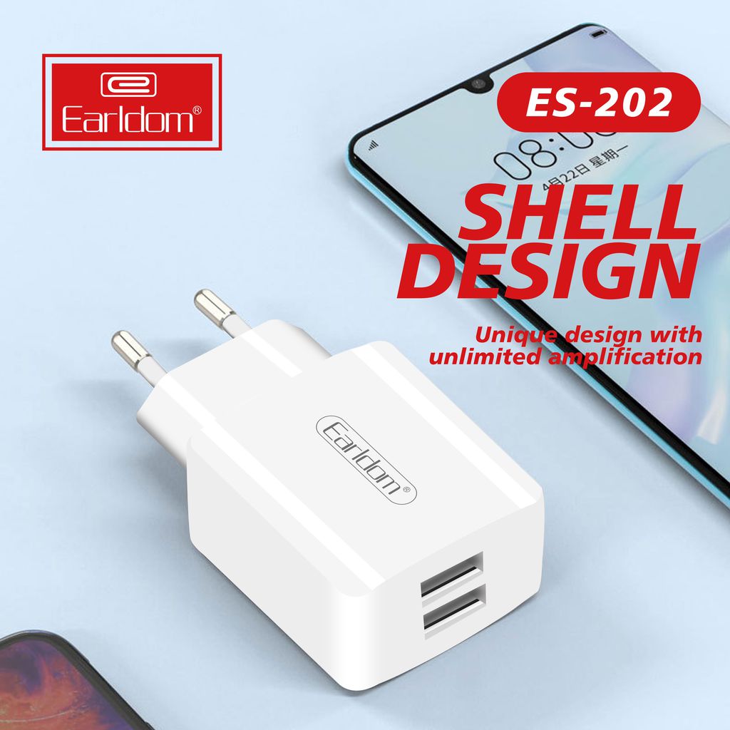 Củ sạc nhanh cho Iphone/Samsung/Type C Earldom ES-202 ( 2.4A) (BH 12 Tháng)