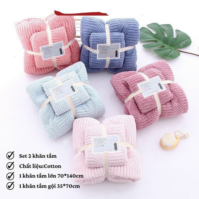 Set 2 Khăn Lông Cừu Hàn Quốc(Khăn Tắm (70x140)cm+Khăn Mặt(35x70cm))