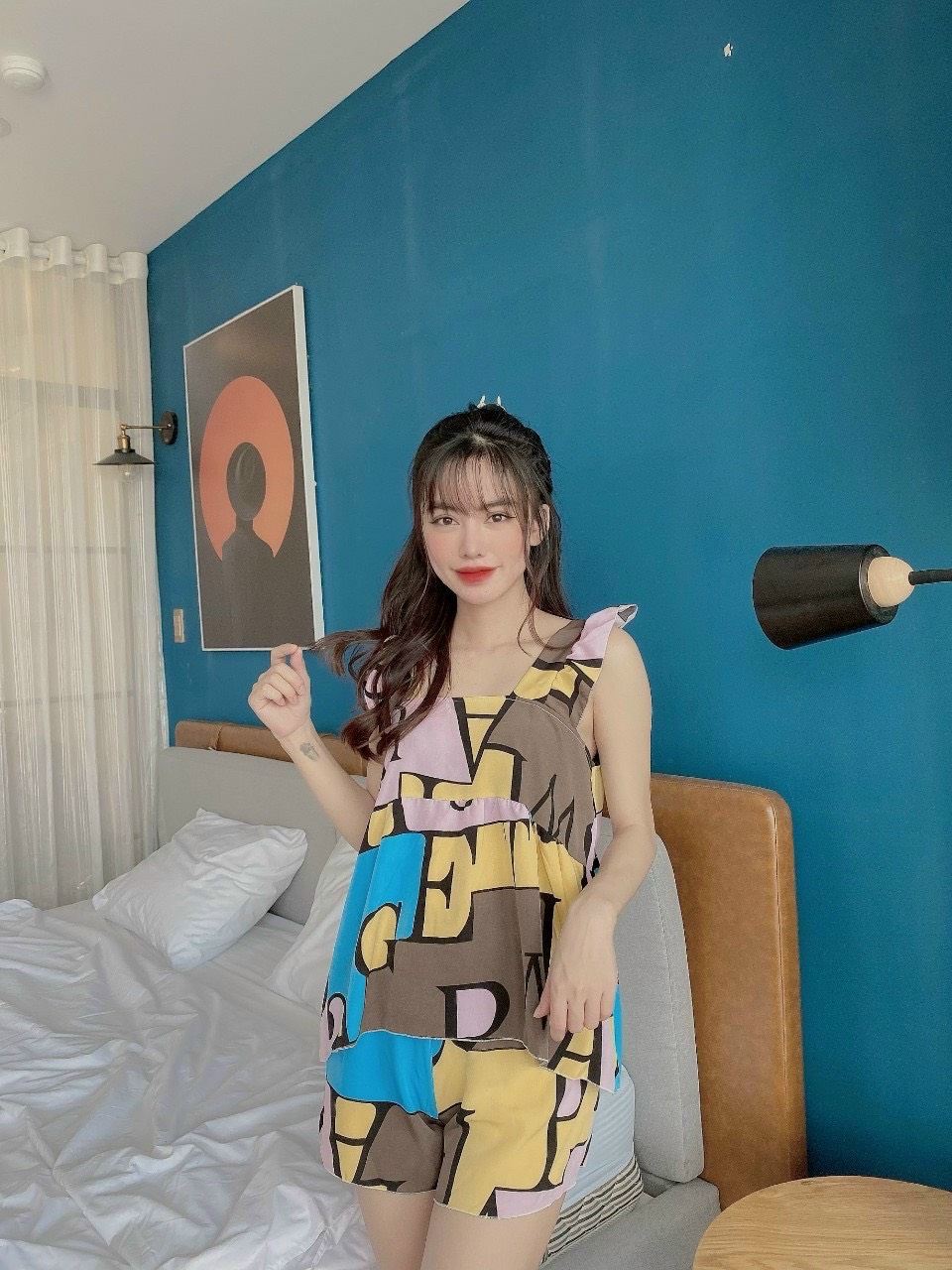 Bộ đồ tiểu thư lụa sattin mặc ở nhà tp155