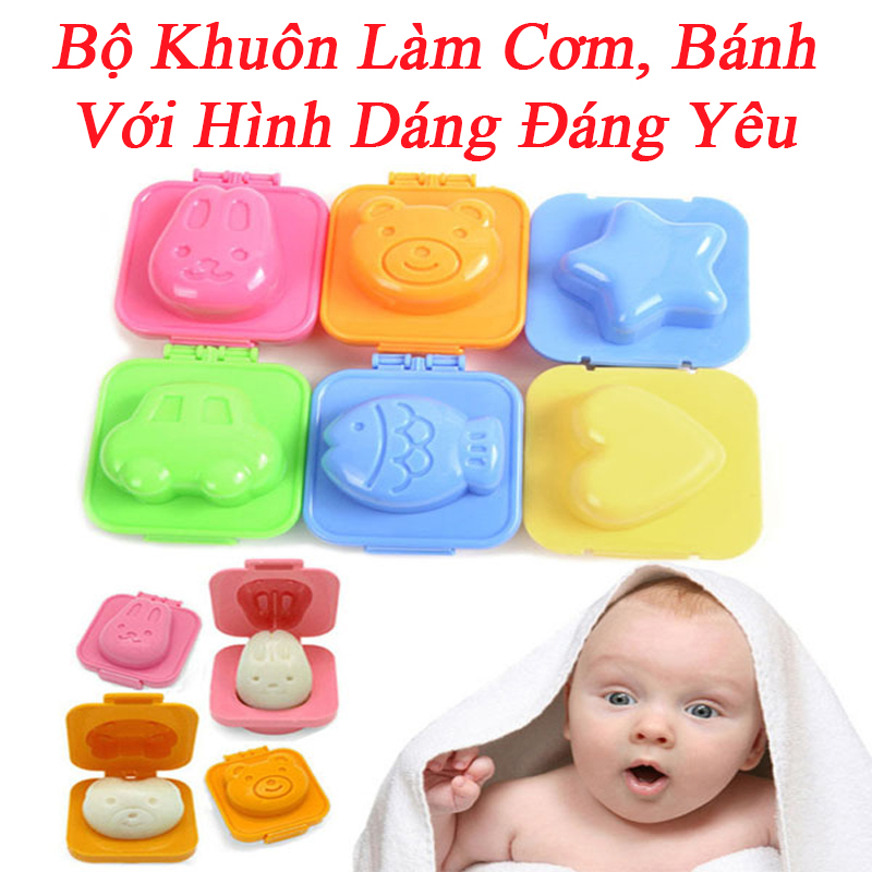 Bộ Khuôn Làm Cơm, Thạch Tại Nhà Cho Bé (6 Khuôn)