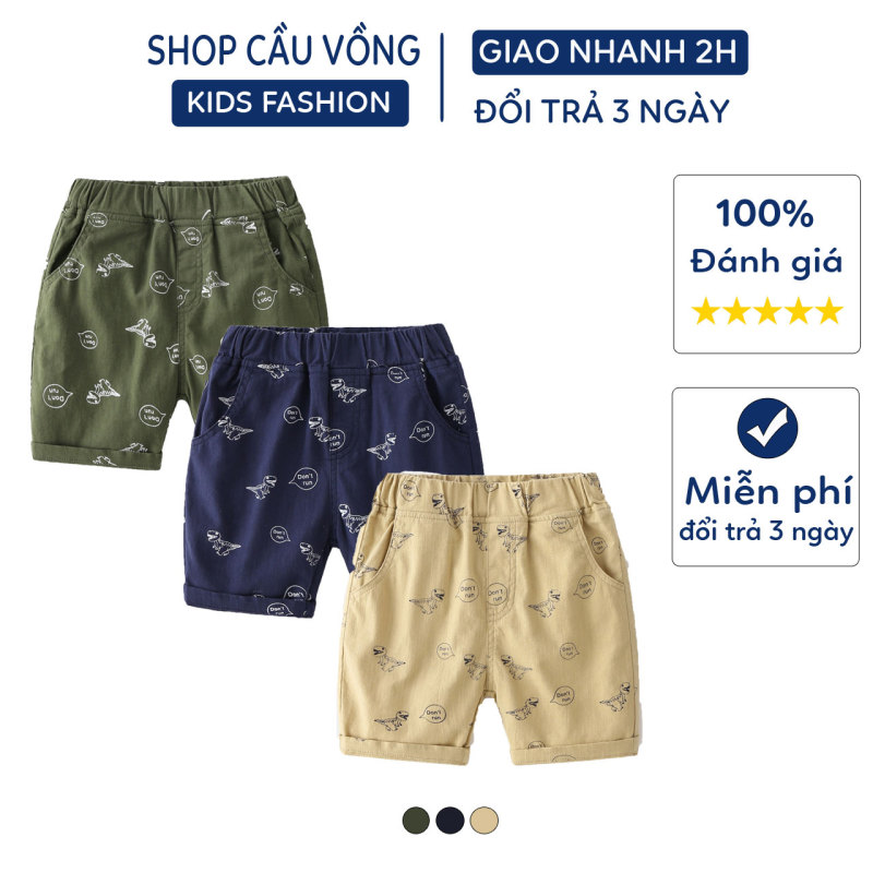 Nơi bán Quần Kaki Bé Trai WELLKIDS Quần Short Cho Bé Họa Tiết Khủng Long Chất Kaki Xuất Âu Mỹ 043