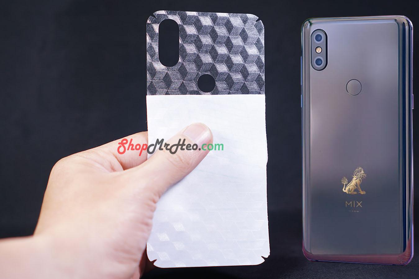 [HCM]Bộ 3 Skin Dán Mặt Lưng Vân 3D Xiaomi Mi Mix 3