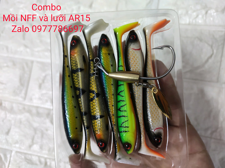 combo mồi mềm NFF và lưỡi Ar15 chuyên câu cá lóc