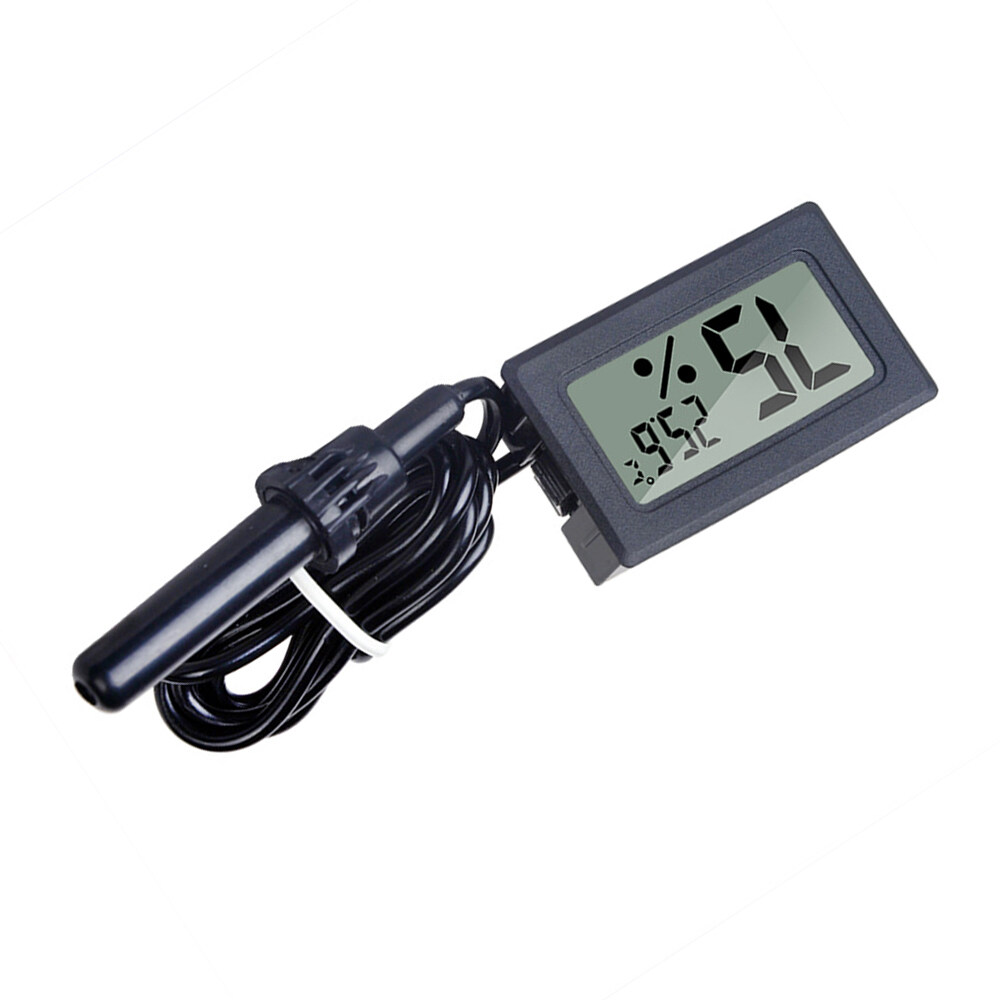 diymore slope FY-12 Embedded Electronic Hygrometer Mini Household Digital Hygrometer Thermometer Black Rectangular Thermometer Hygrometer Aquarium Temperature Humidity Meter with 1M Wire