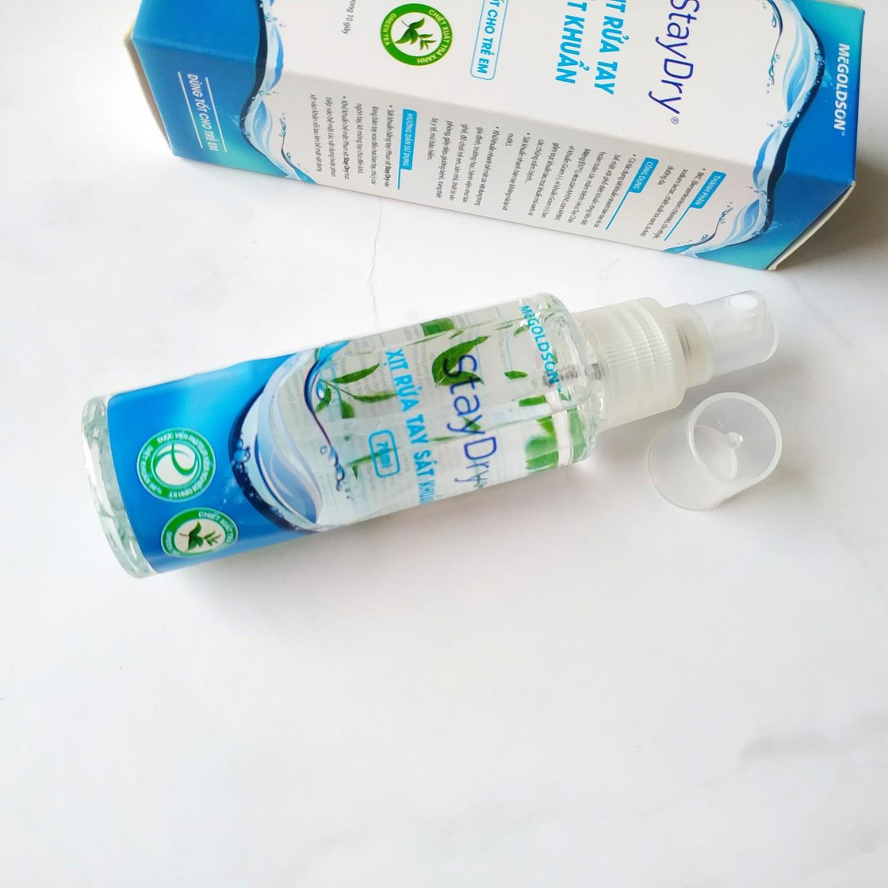 [ Combo 2 chai ] Xịt rửa tay sát khuẩn StayDry 70ml