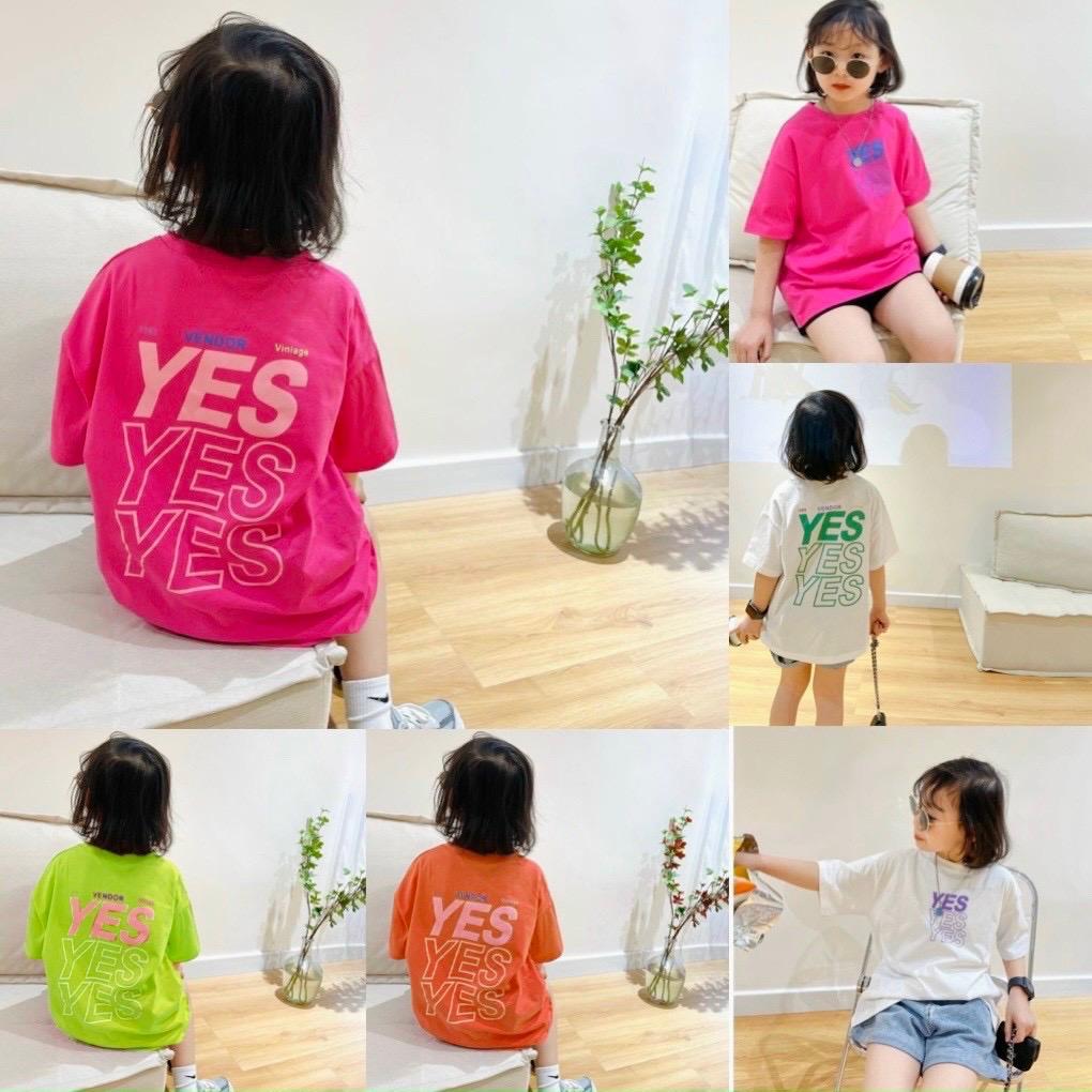 Áo thun cộc tay bé gái chữ Ye.s siêu đáng yêu