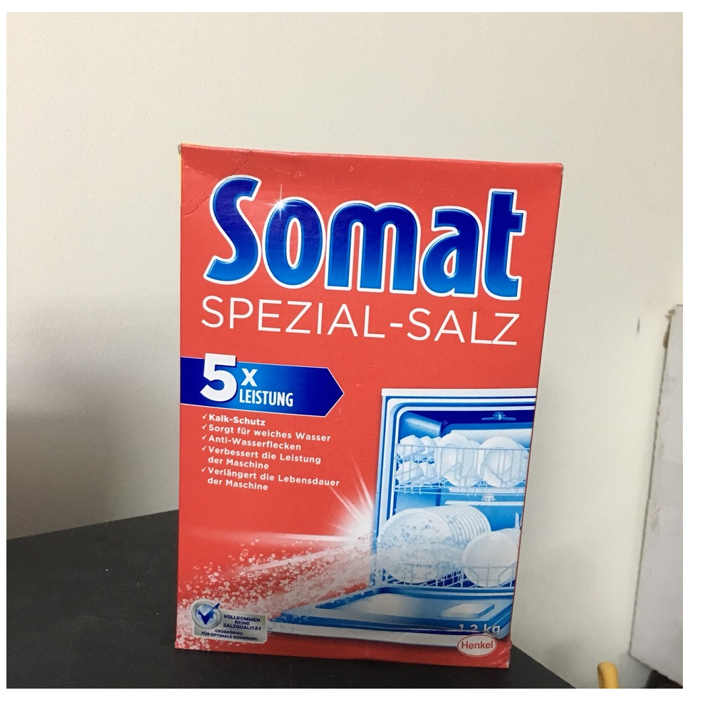 Muối rửa bát và chai nước làm bóng somat