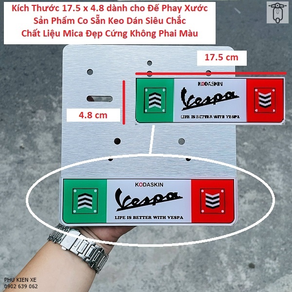 Tem Mica Dán Đế Biển Số Cho Vespa