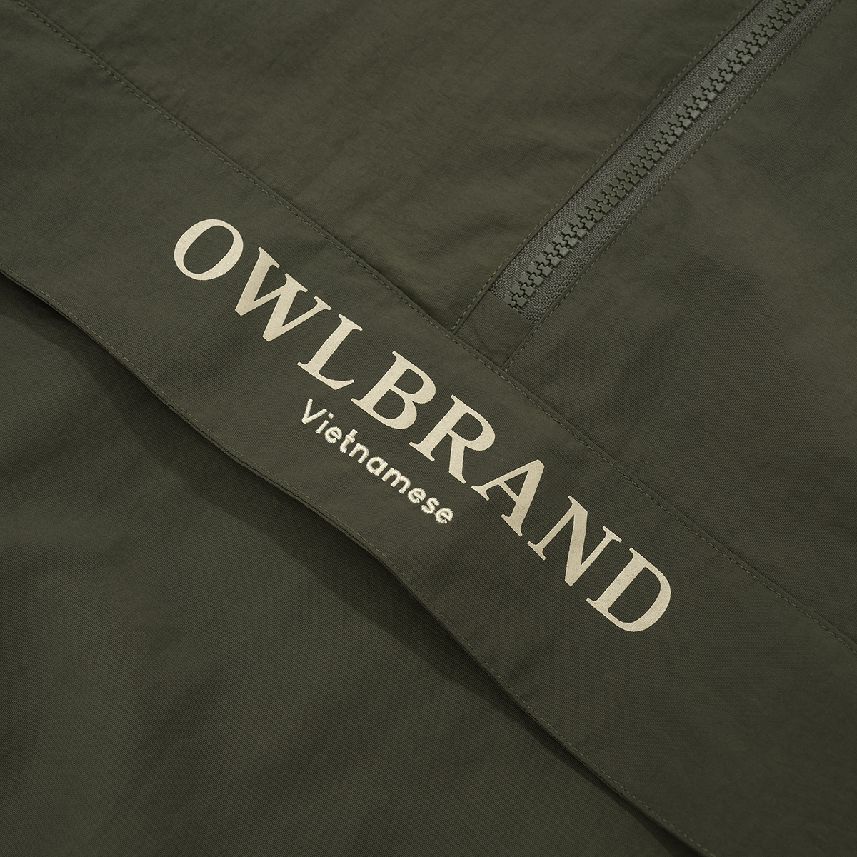 Áo khoác dù Owlbrand Halfzip/Rêu