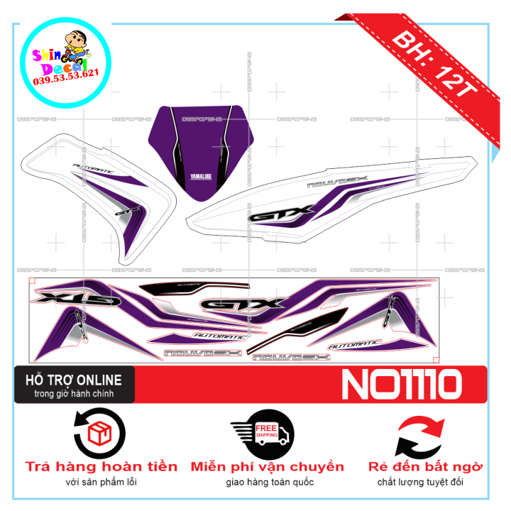 Tem xe nouvo 5, nv 5, tem rời nouvo 5 gtx trắng tím