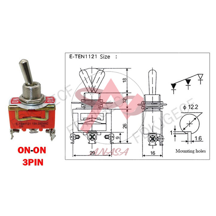 Công Tắc Gạt Đôi E-TEN 1221 15A/250V 2 Chế Độ ON-OFF 4P