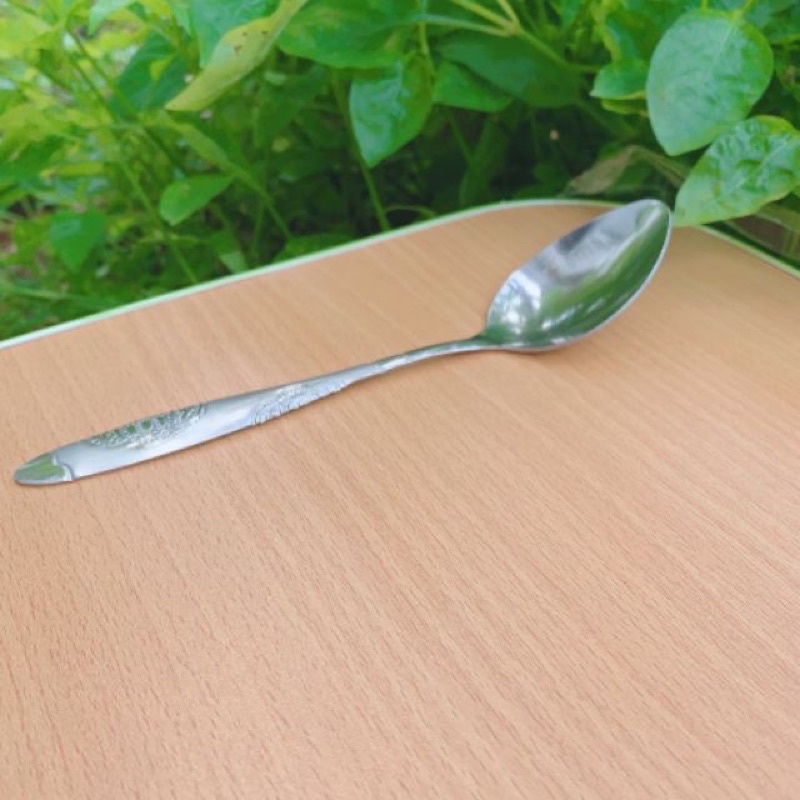 combo 10 chiếc thìa, muỗng inox cán khắc vân hoa