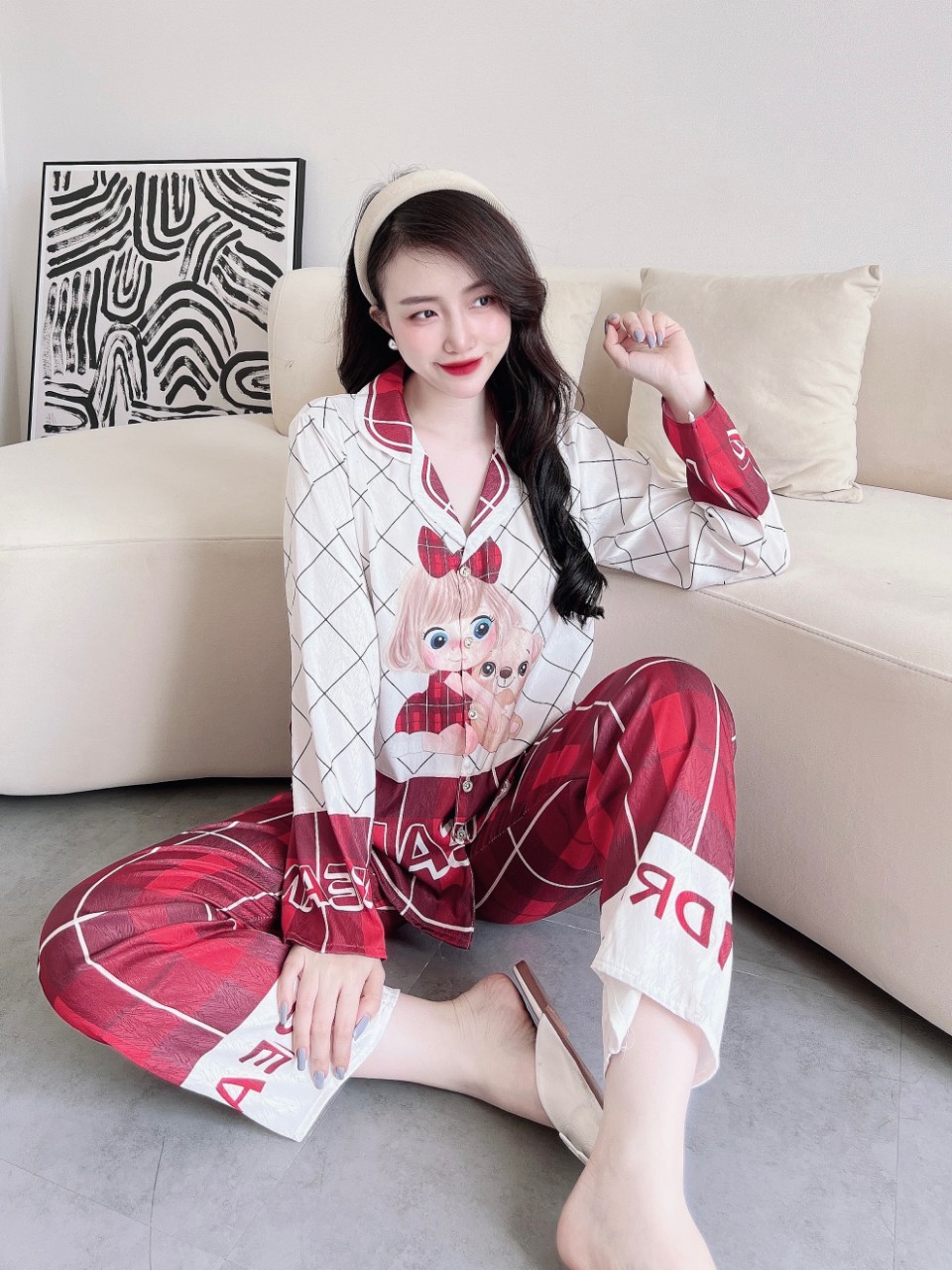 Bộ Pyjama lụa xước ánh kim cao cấp (free size: 45kg đến 65kg) HÀNG THIẾT KẾ MỚI.