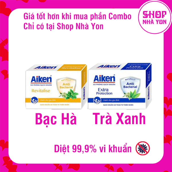 Xà bông cục Diệt Khuẩn Aiken bạc hà trà xanh sạch khuẩn 90G