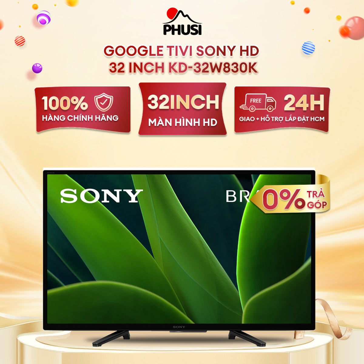 Google tivi sony hd 32 inch kd-32w830k - hàng chính hãng - giao lắp miễn phí