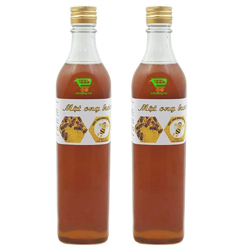 Chai thủy tinh 500ml Chai đựng mật ong , chất lỏng 500ml nắp nhôm vàng