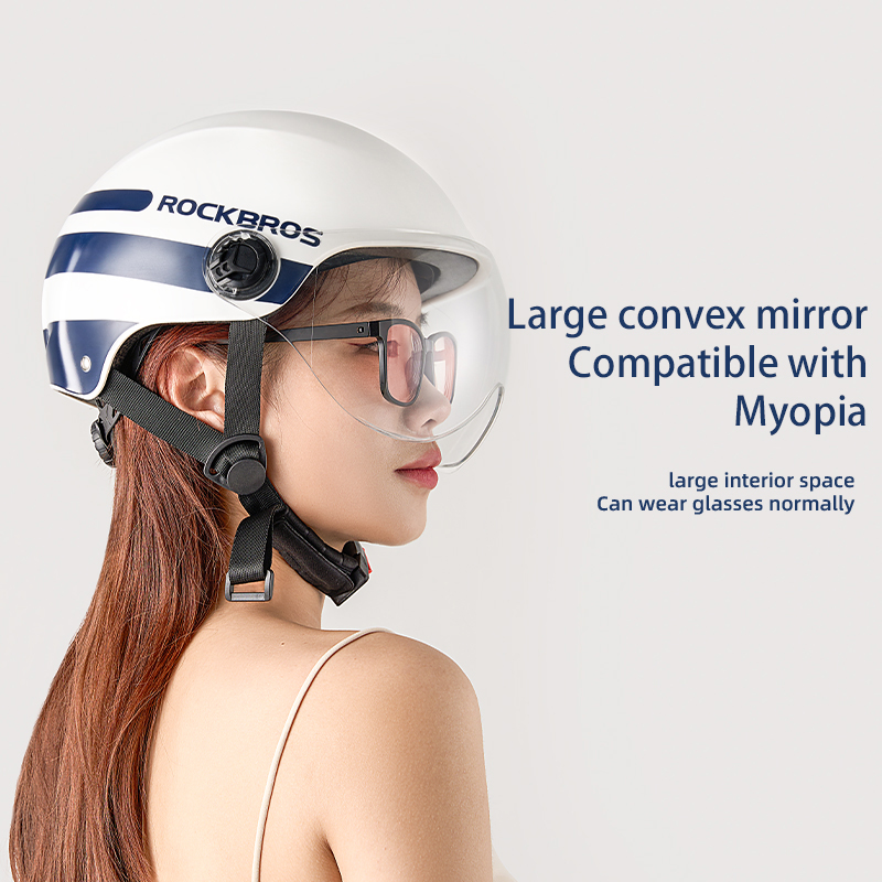 Mũ bảo hiểm điều chỉnh ROCKBROS nửa khuôn mặt với kính an toàn chống gió cho unisex khi đi xe máy/ xe đạp điện/ xe đạp leo núi-INTL