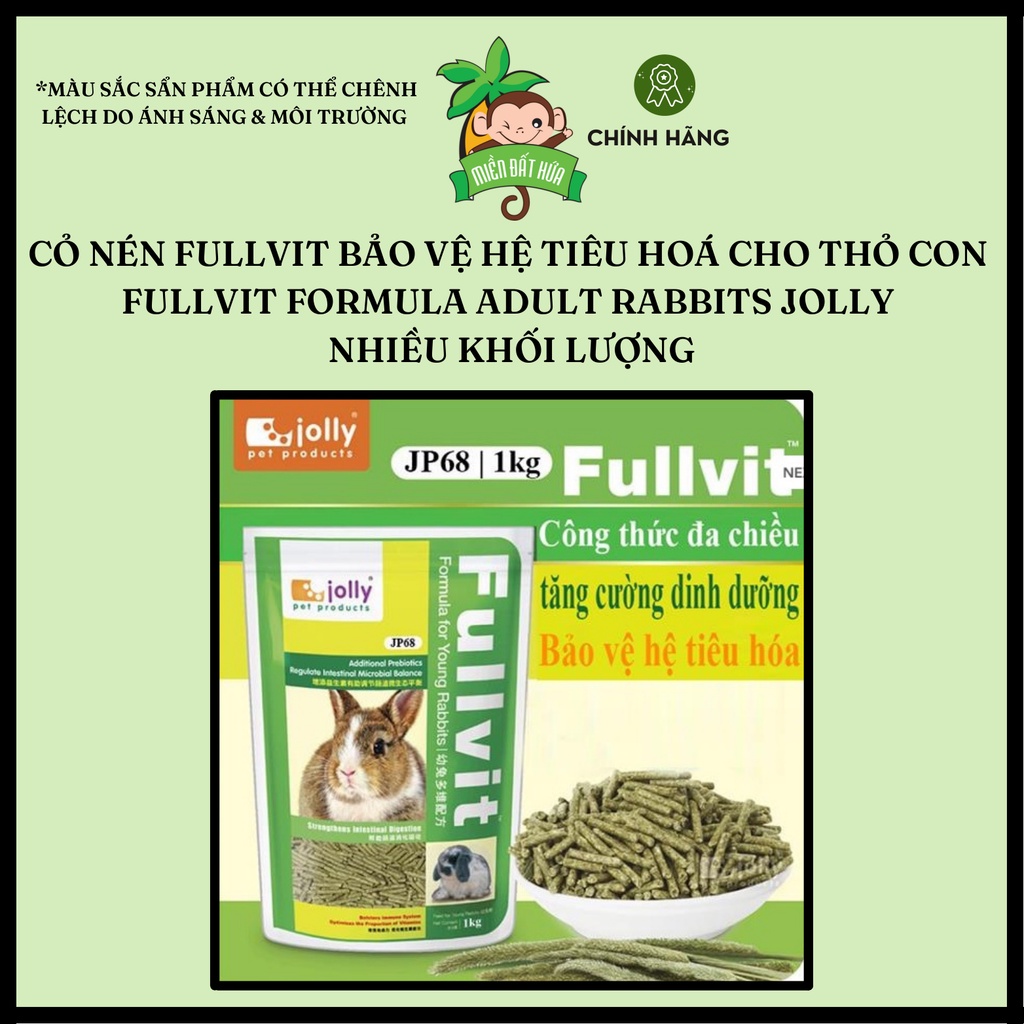 Thức ăn thỏ bọ - Cỏ nén Fullvit bổ sung dinh dưỡng cho thỏ con Jolly 500 gram, 1kg dành cho thỏ