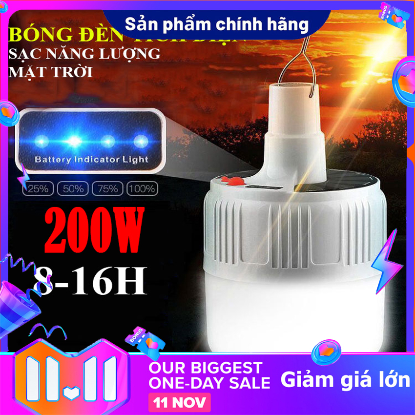 Bóng đèn tích điện bóng đèn tích điện bóng led 200w có điều khiển tích được 6-8h - den tich dien