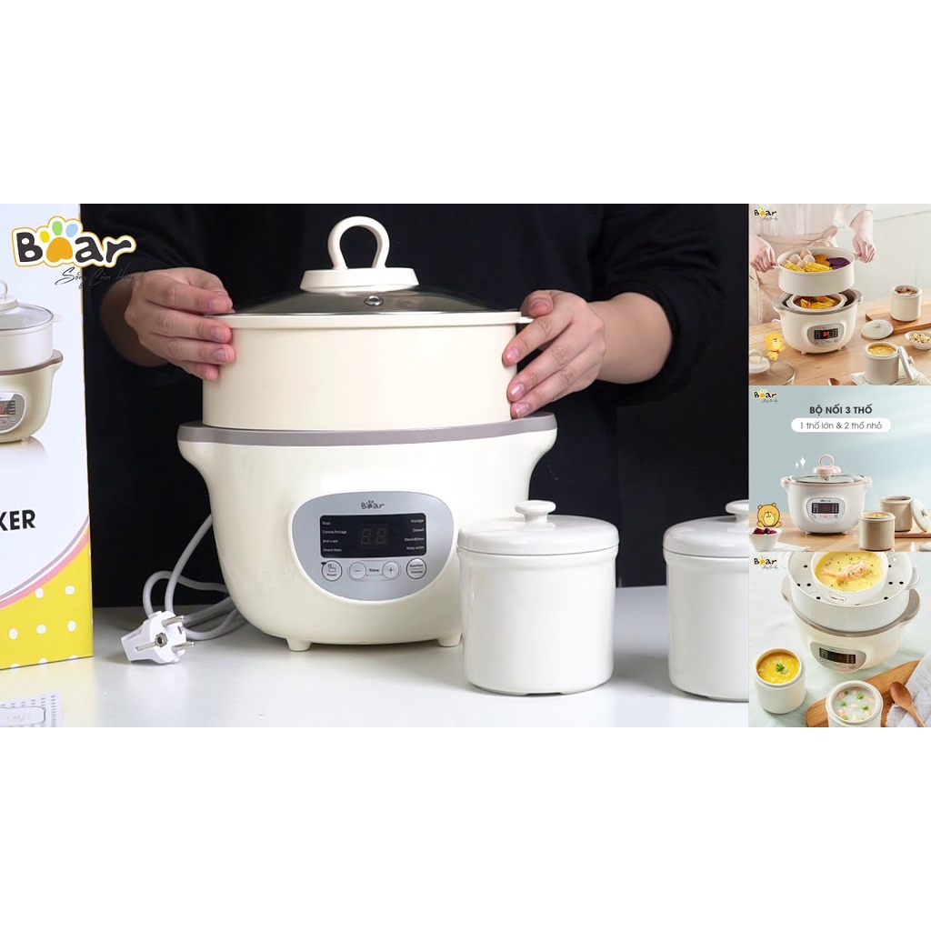 NỒI NẤU CHÁO, NINH, HẦM, HẤP CÁCH THỦY BEAR 1.6 LÍT