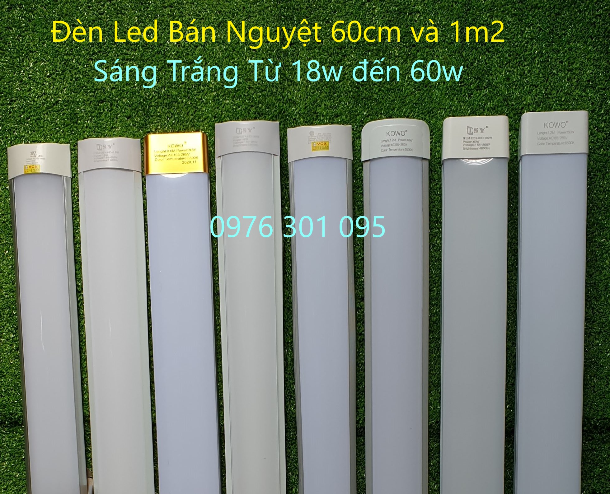 Đèn led bán nguyệt 60cm và 1m2, Bộ Đèn Led Liền Máng bắt tường