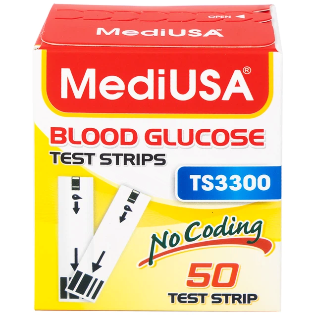 (hộp 50 que) QUE THỬ ĐƯỜNG HUYẾT MEDIUSA TS3300 (ĐỎ)