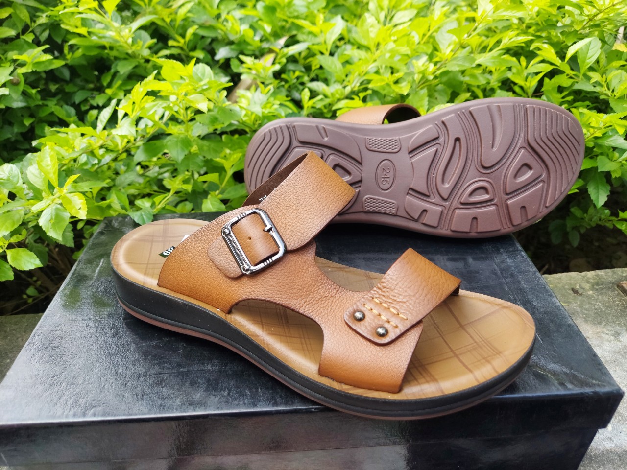 Dép xăng đan da bò mềm đế cao 4cm