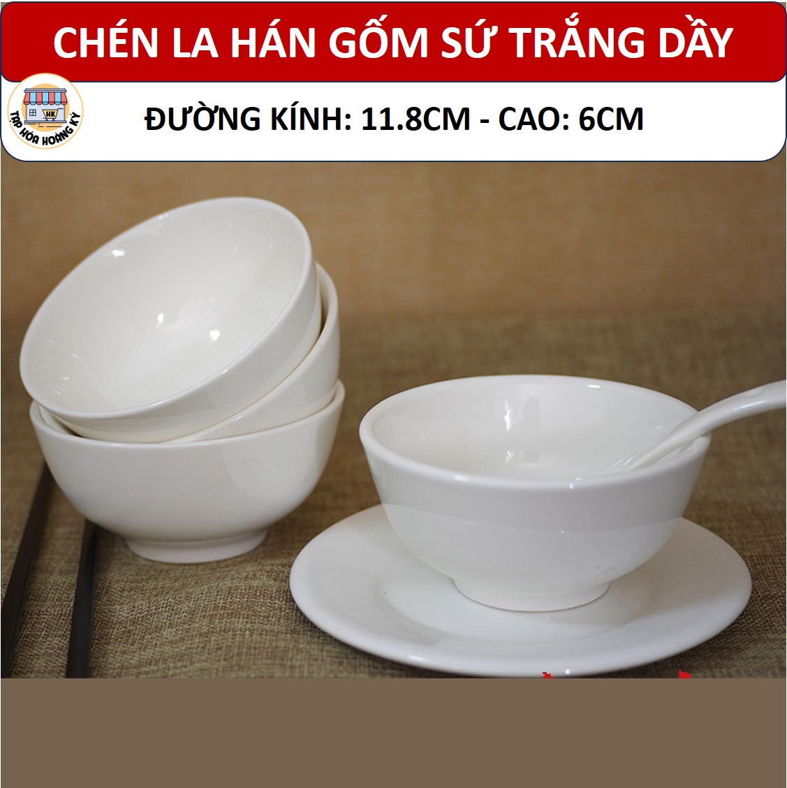 Set of 10 High Quality White Ceramic Arhat Cups