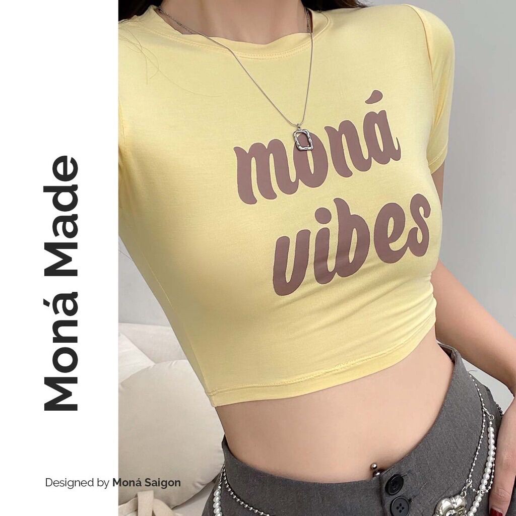 [VOUCHER 12%/149K] Áo croptop thun MONÁ - VIBE VÀNG