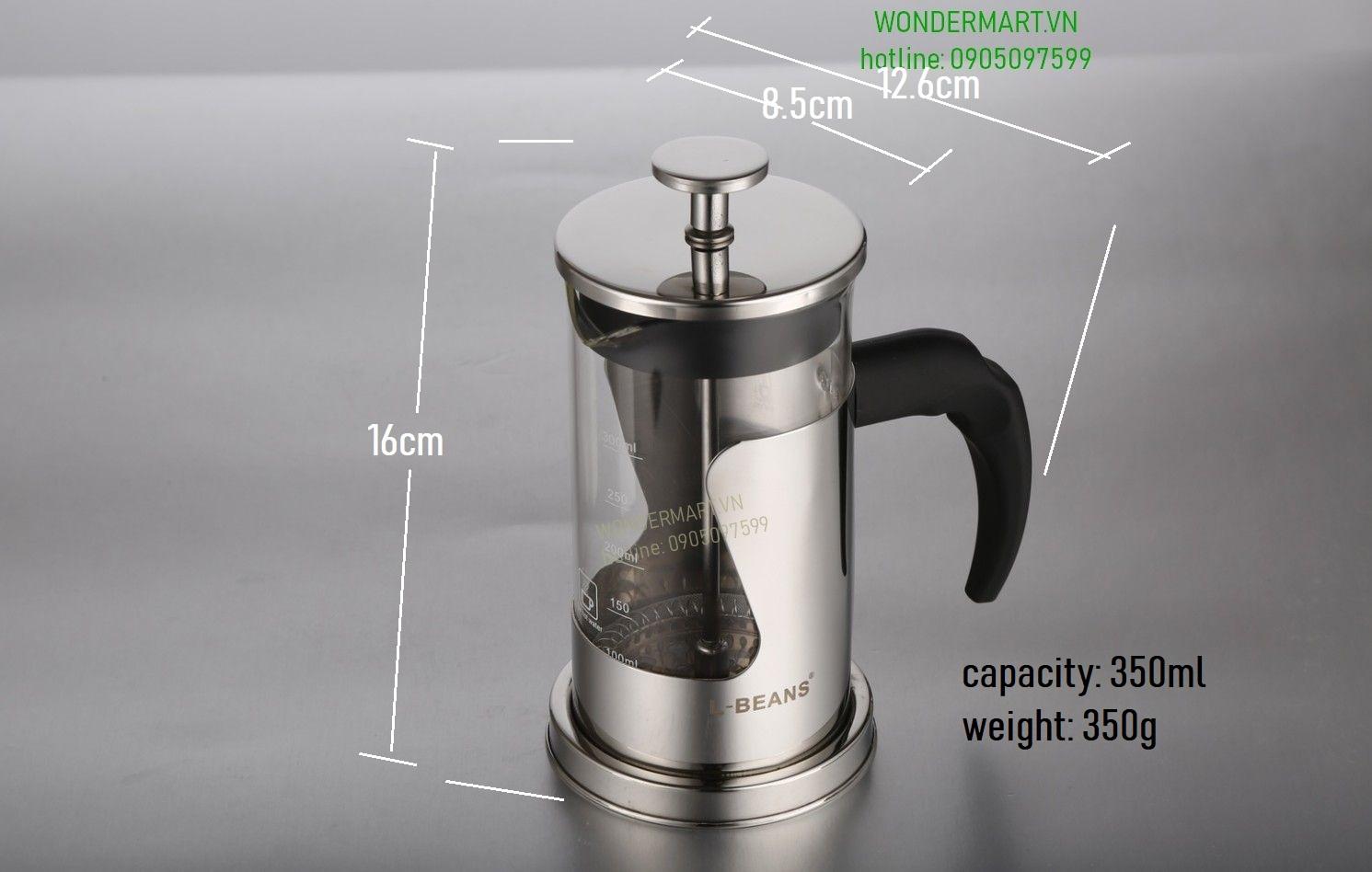 [HCM]Bình pha cà phê kiểu Pháp L-Beans 350ml bình pha lọc ép