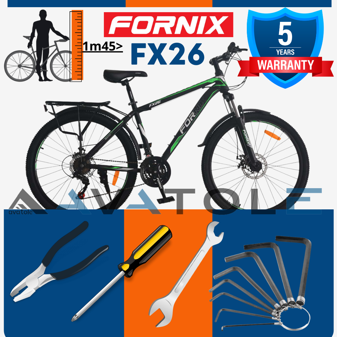 Xe đạp địa hình Fornix FX26, Màu Trắng Xanh Lá Đen (+++ 2 BỘ QUÀ TẶNG COMBO MAX)