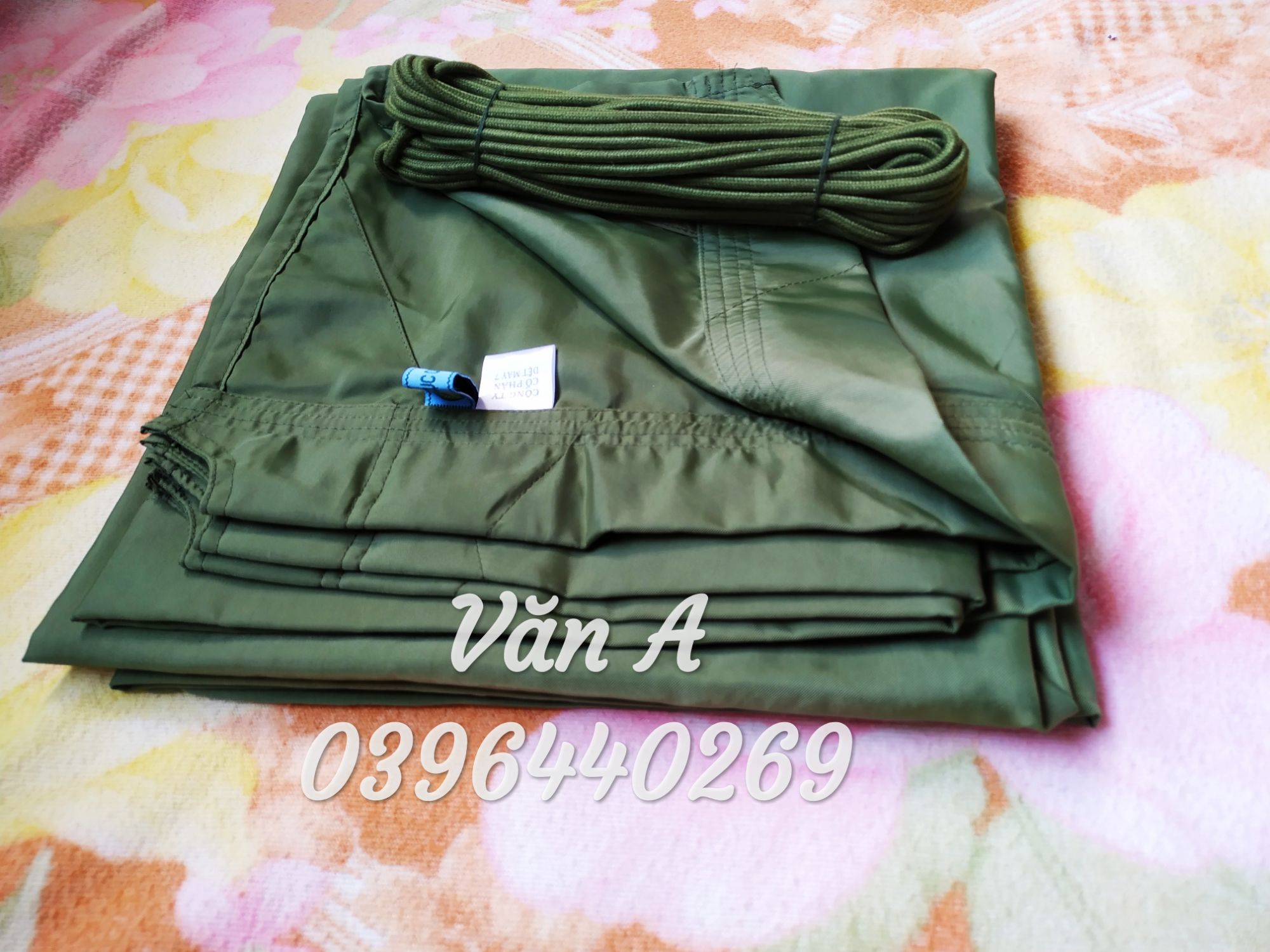 Combo Võng dù xanh 1 lớp + Dây dù 16m