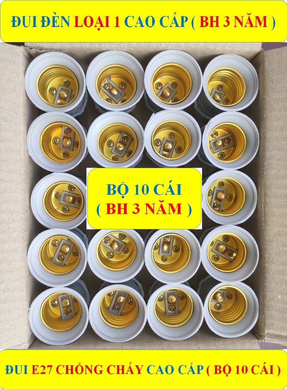 10 đui đèn, đui xoáy e27 chống cháy loại 1 cao cấp