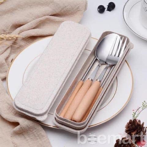 Bộ thìa đũa lúa mạch cán gỗ