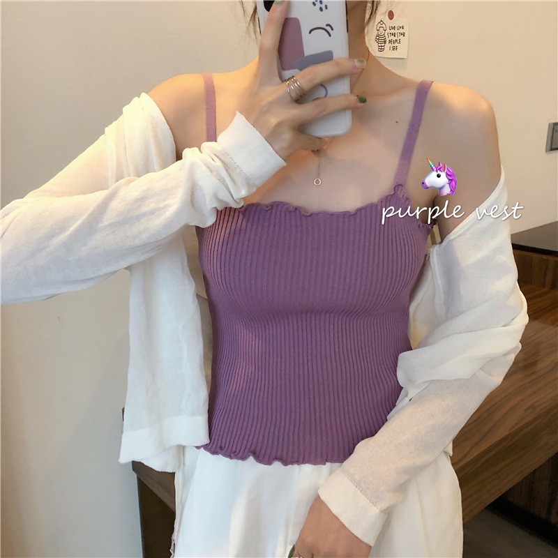 Áo 2 dây viền bèo basic