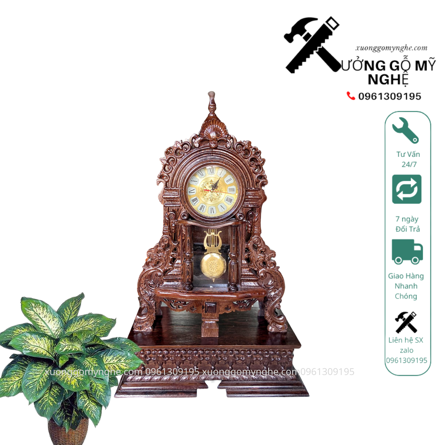 Đồng hồ quả lắc gỗ