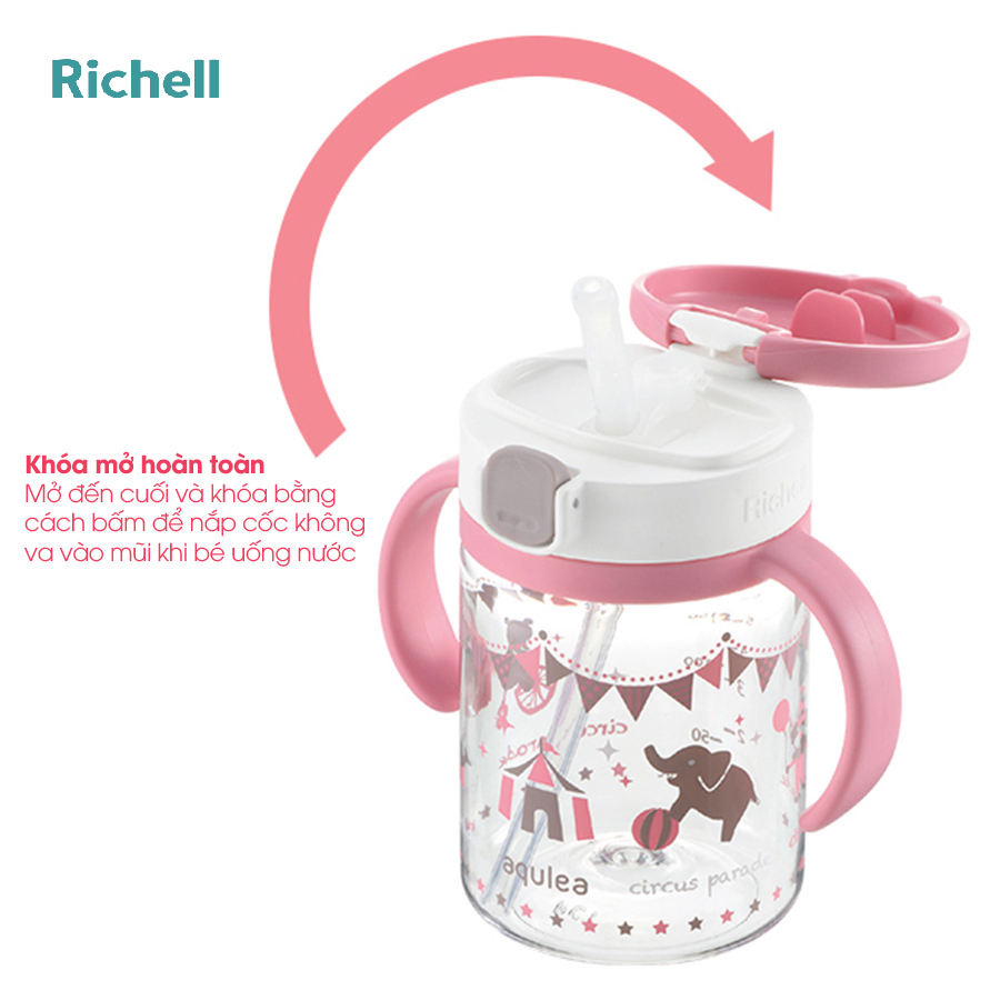 BÌNH ỐNG HÚT AQ RICHELL 200ML HỒNG CIRCUS