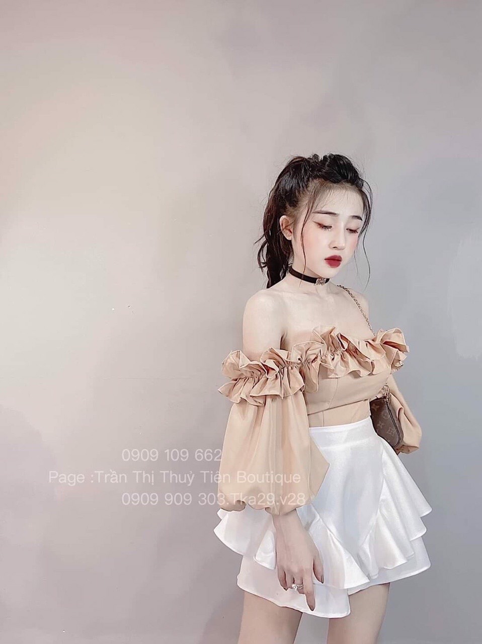 CHÂN VÁY XÒE VÀ ÁO TAY PHỒNG CÁ TÍNH TRẺ TRUNG (CÓ MÚT NGỰC) THỜI TRANG THIẾT KẾ LANCHI TP065
