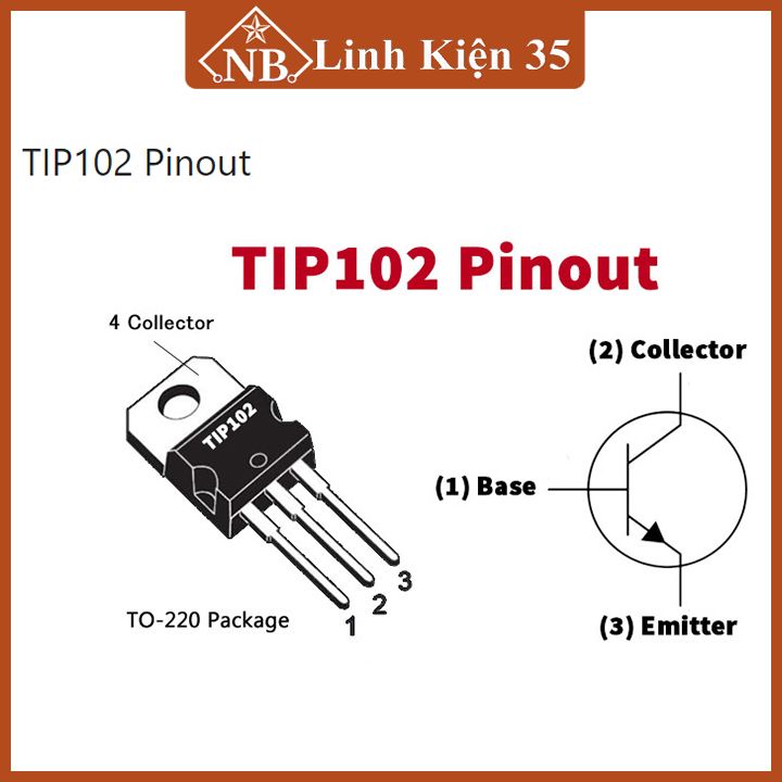 TIP102 TO-220 kiểu chân NPN 100V-8A Darlington Transistor