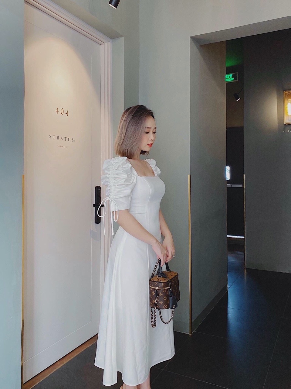Đầm tay rút cổ vuông 4 màu