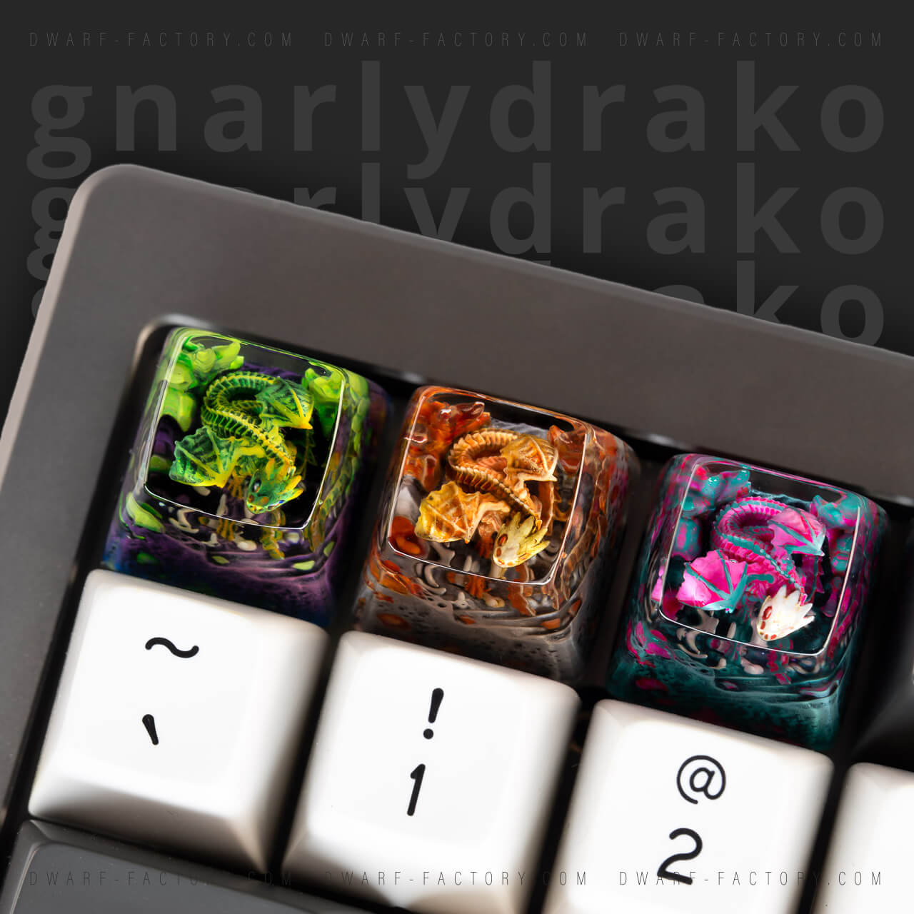 Keycap Artisan bàn phím cơ Dwarf Factory GNARLY DRAKON  - Hàng chính hãng