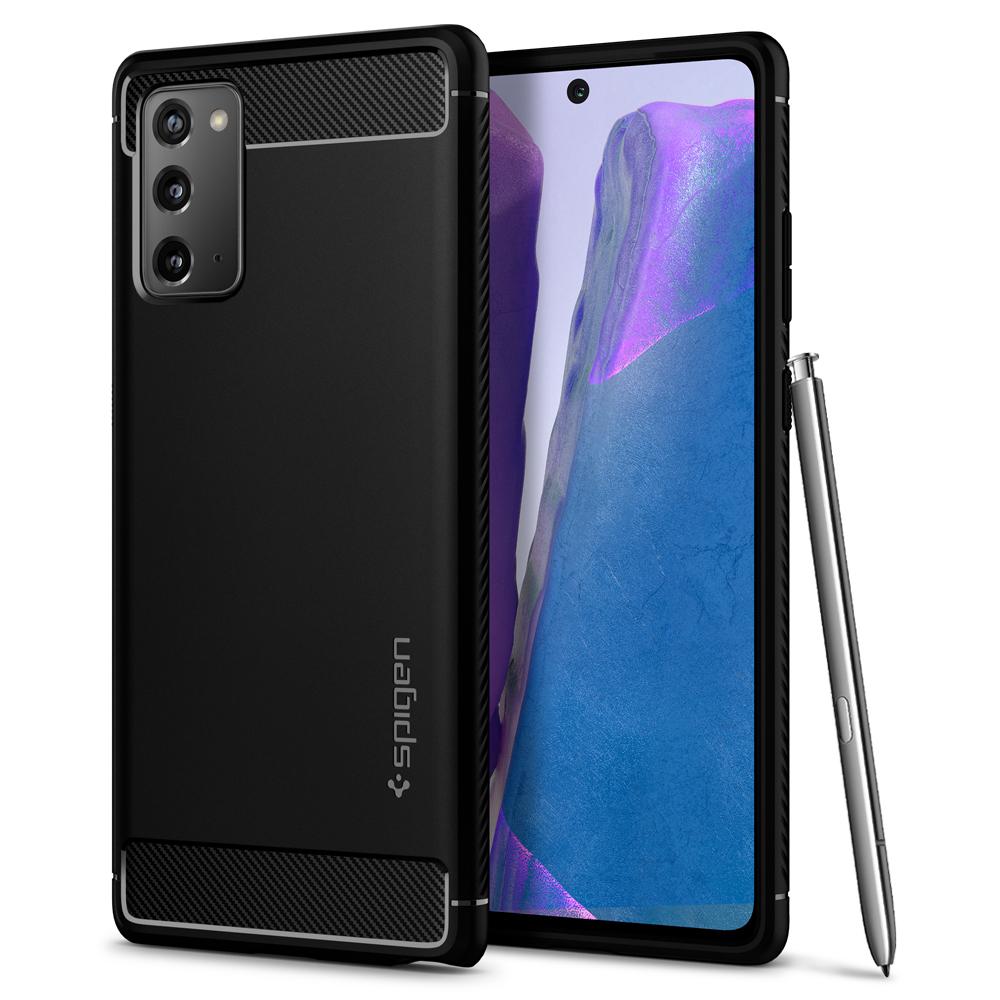 Ốp lưng hàng hiệu Spigen Rugged Armor màu đen cho Galaxy Note 20 Ultra | Galaxy Note 20