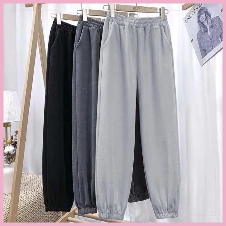 Quần len tăm bo gấu mới Quần jogger len tăm unisex mẫu mới